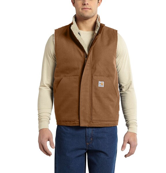 Carhartt Men's FR Mock Neck Vest in Carhartt Brown